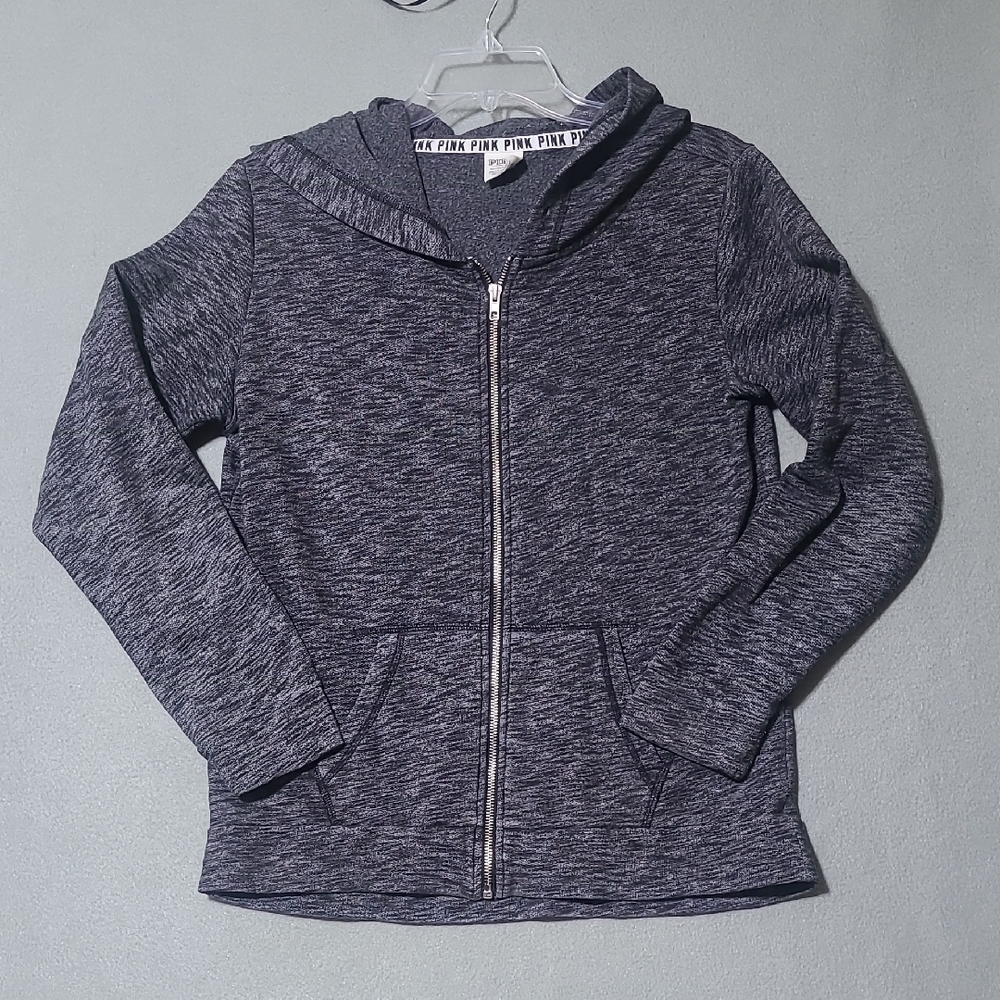 PINK VICTORIA'S SECRET Gray Full Zip‎ Hoodie Jacket with Pocket- Size XS
